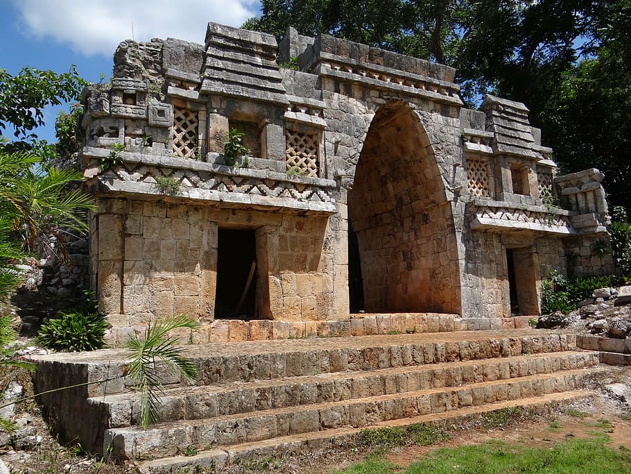 landscape photography of ruins, maya, mayan, ancient, mexico HD wallpaper