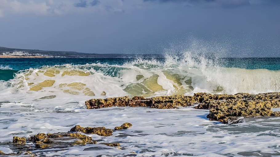 Wave, Smashing, Foam, Spray, Sea, Nature, wind, power, splash HD wallpaper
