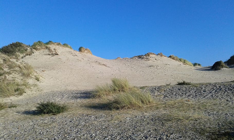 dune, holiday, wild, clear sky, land, nature, landscape, blue HD wallpaper