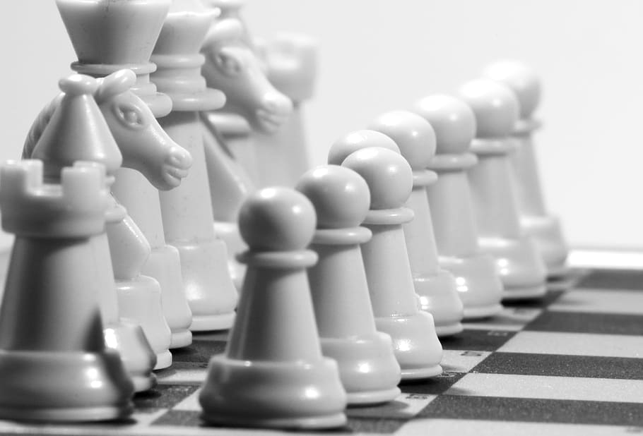 white chess checker set, figures, play, chess game, leisure games, HD wallpaper