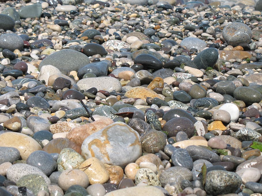 pebbles, sand, sea side, texture, stones, round, solid, rock HD wallpaper