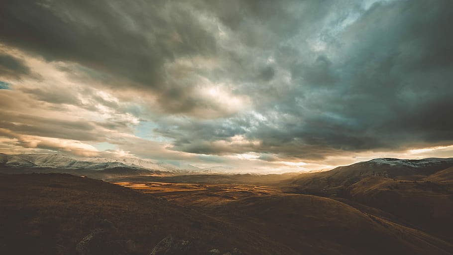 photo of mountain, silhouette of hills during night time, landscape HD wallpaper