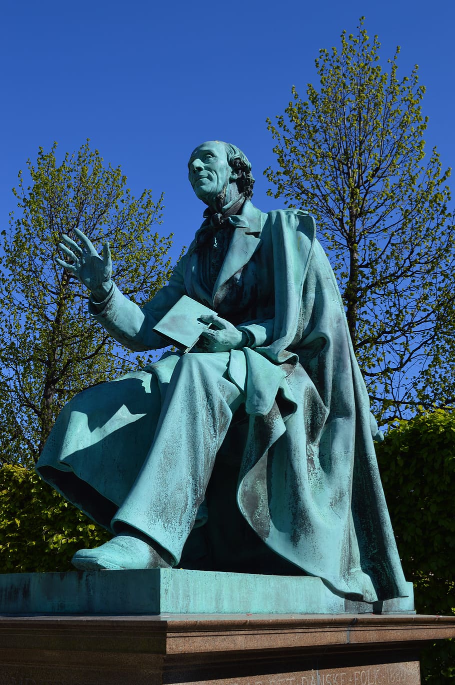 Hans Christian Andersen, rosenborg castle gardens, statue, august saabye, HD wallpaper