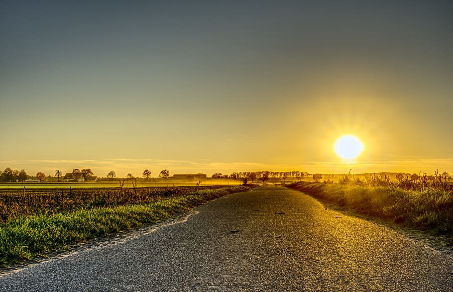 sunset, mood, lighting, sunbeam, sky, evening sky, abendstimmung HD wallpaper