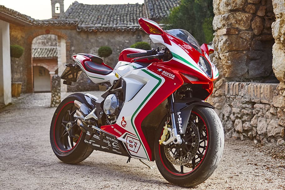 red and white sports bike, mv, f3, corse, racing, superbike, motorcycle