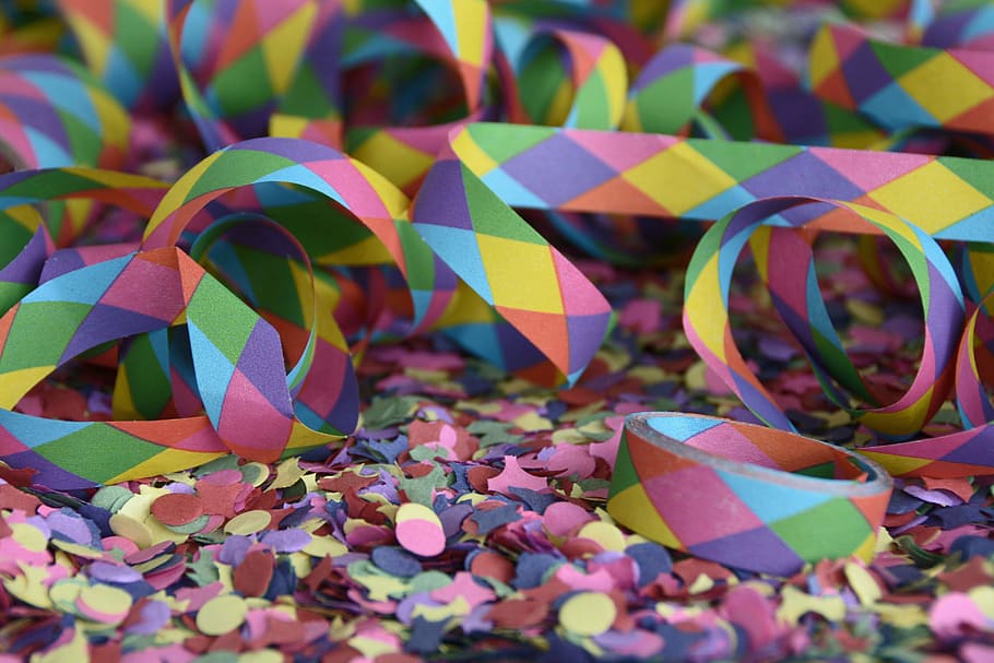 multicolored papers, streamer, confetti, carnival, party, colorful HD wallpaper