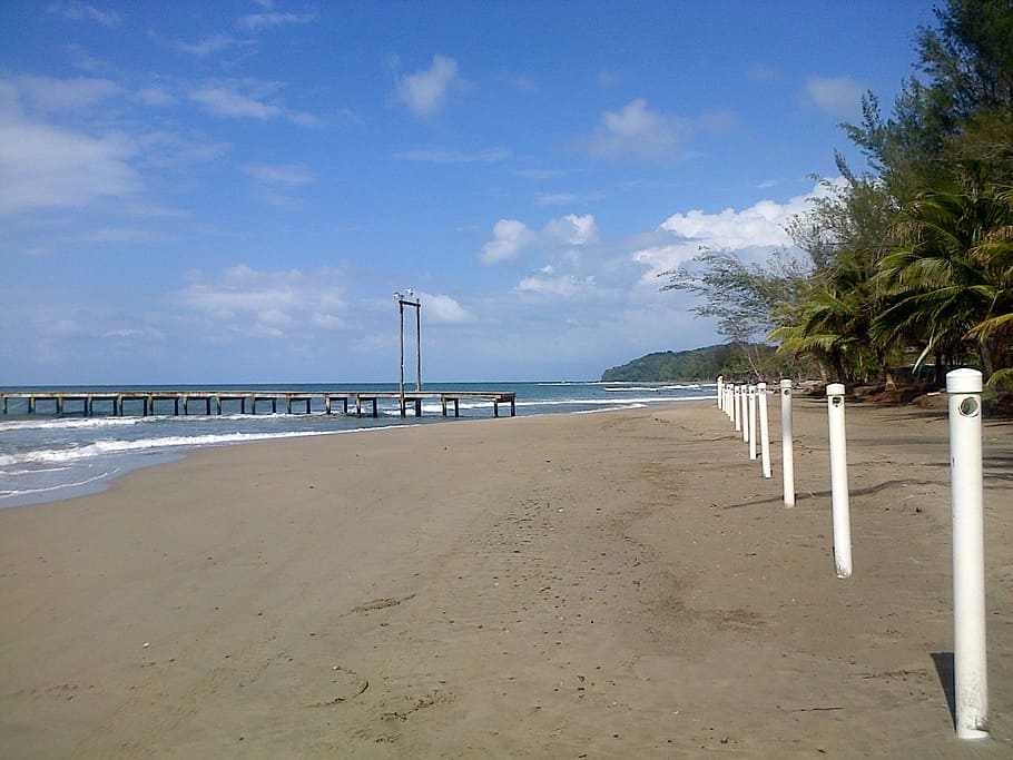 beach, sand, sea, sun, landscape, holiday, sky, fabric, honduras HD wallpaper