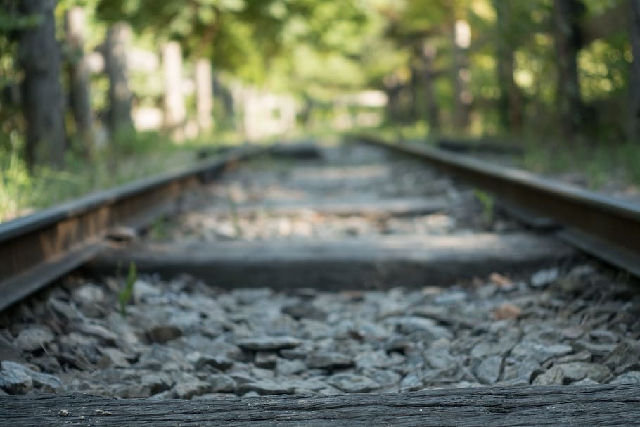 blur, path, rail, rail transport, track, train, walkway, wood HD wallpaper