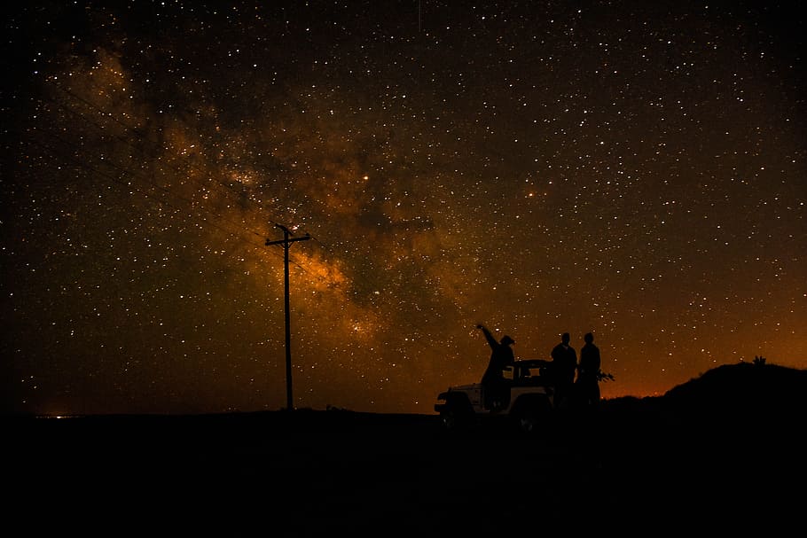 silhouette photography of people under the stars sky, night, star - Space HD wallpaper