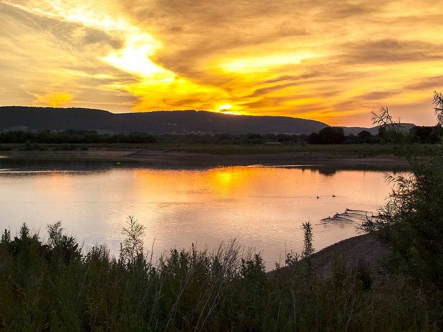 Landscape, Pond, Twilight, Sun, sunset, reflection, cloud - sky HD wallpaper