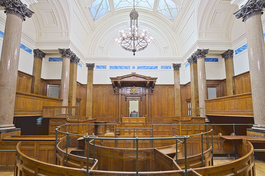 court room, rooms, trial, trials, judge, judges, dock, barrister