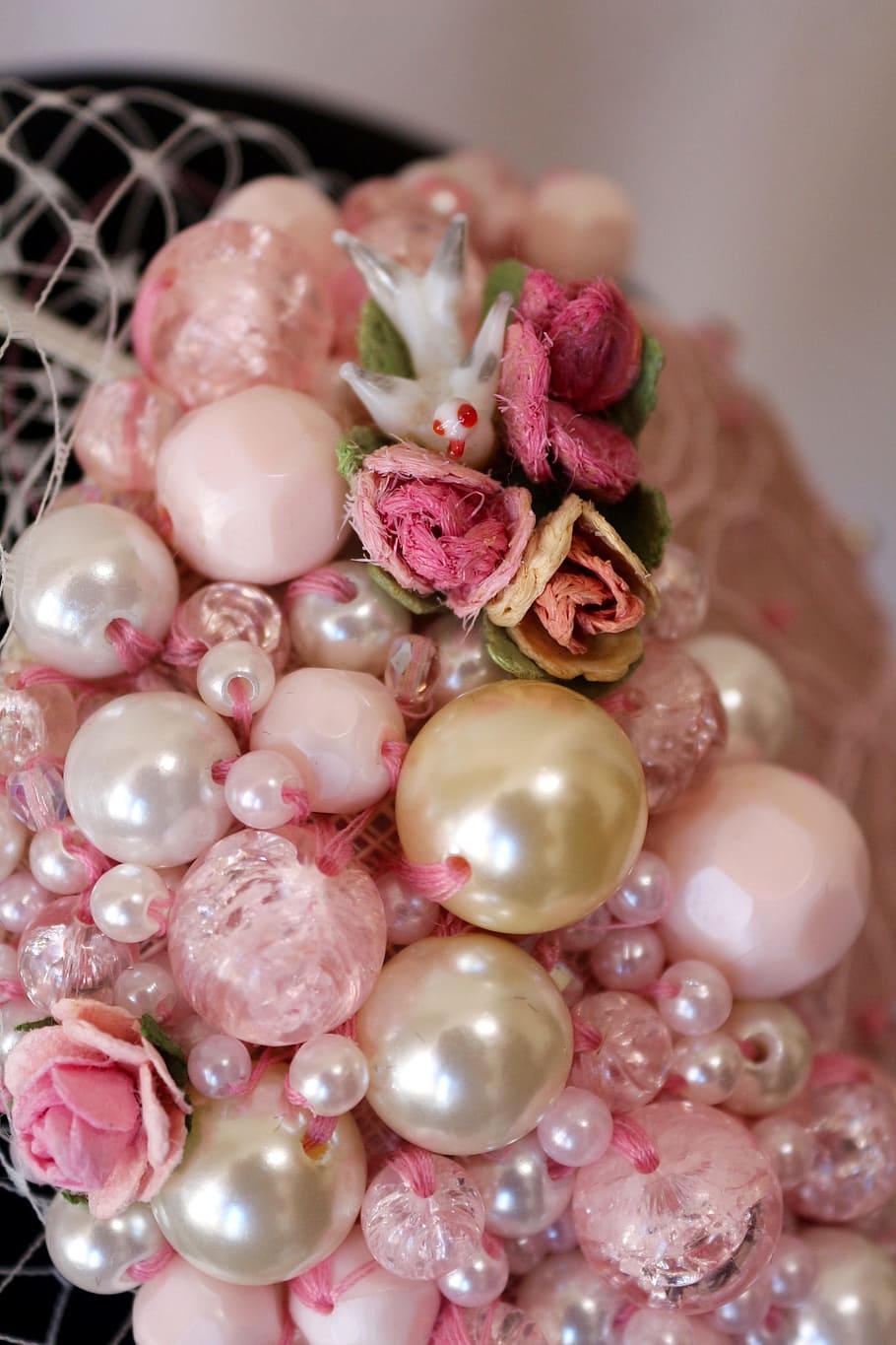 Pearls, Wedding, Bride, Pink, Ivory, head band, retro, fashion, HD wallpaper