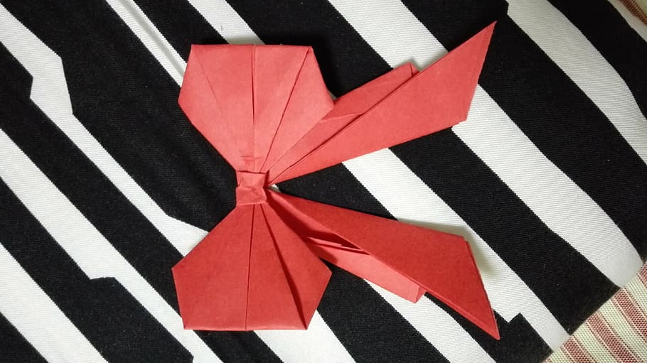 origami, bow, gift, striped, red, no people, white color, pattern HD wallpaper