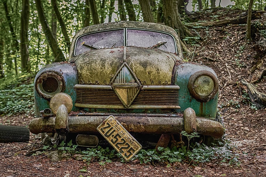 oldtimer, lost places, decay, auto, rust, car sculptures, rots HD wallpaper