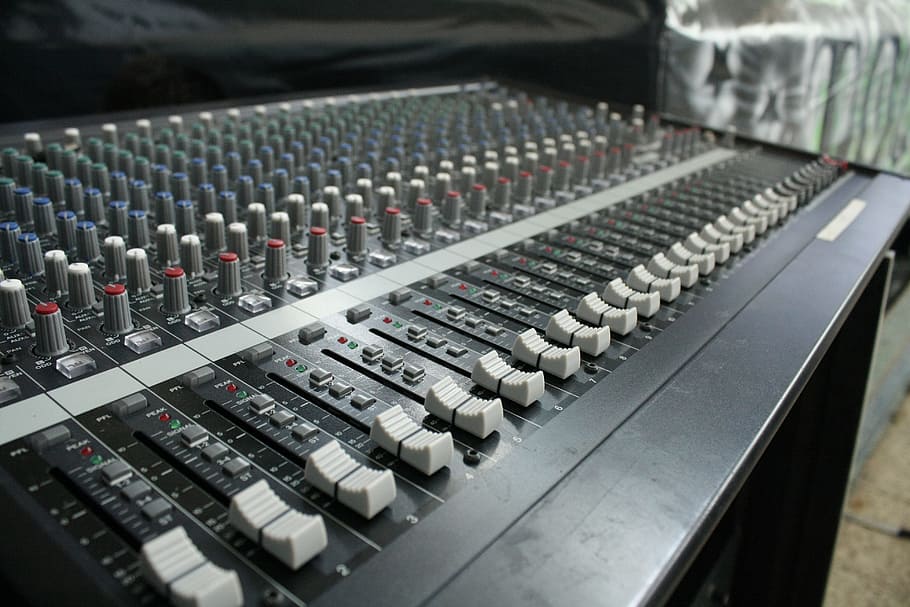 close-up photo of black audio mixer, sound, console, music HD wallpaper