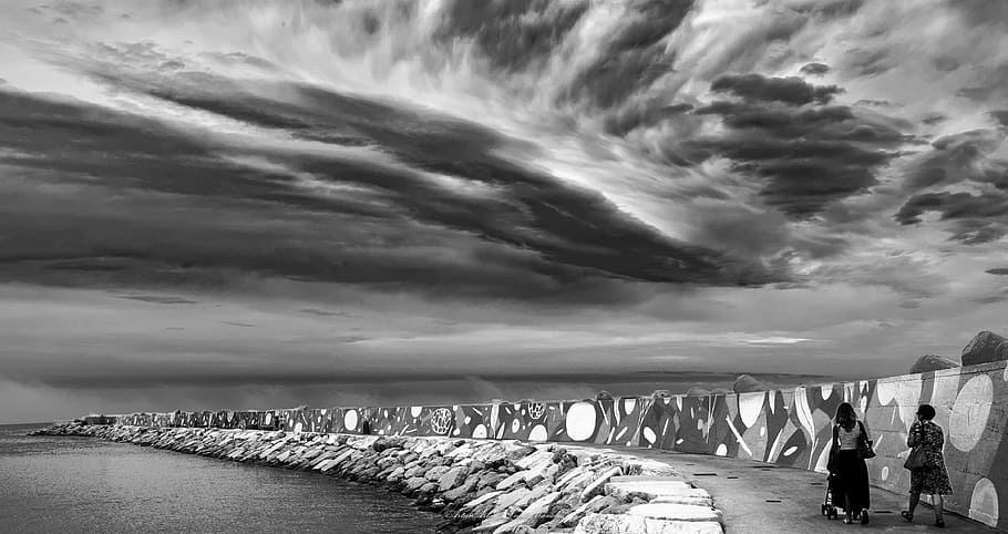 clouds, porto, landscape, water, sky, cloud - sky, sea, nature HD wallpaper