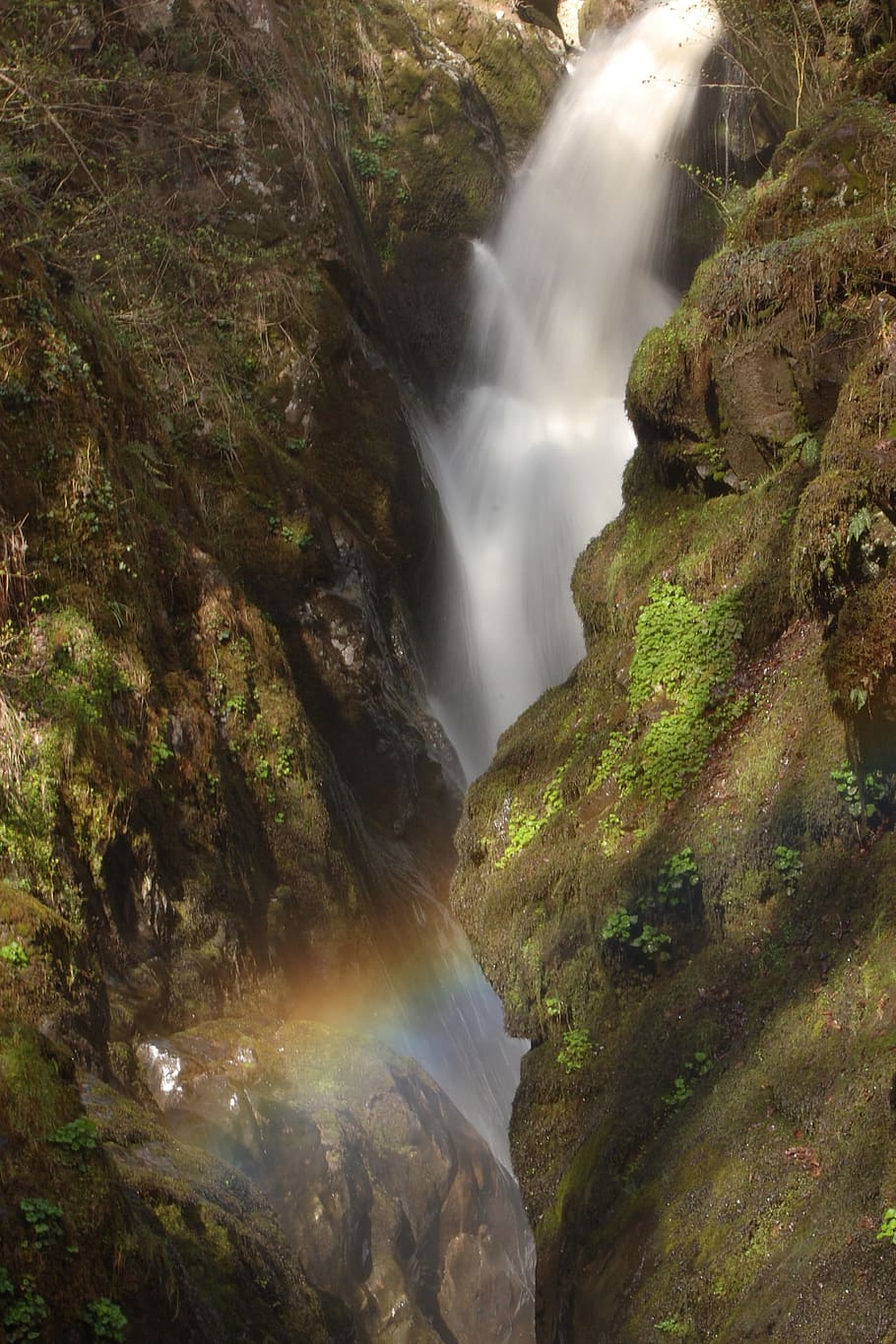 Waterfall, Blurred, Rainbow, Smooth, motion blur, america, brazil, HD wallpaper