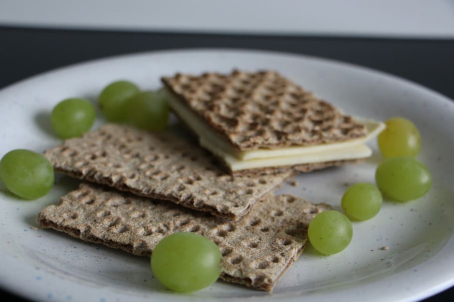 Eat, Grapes, Cheese, Crispbread, Food, meal, plate, food and drink HD wallpaper