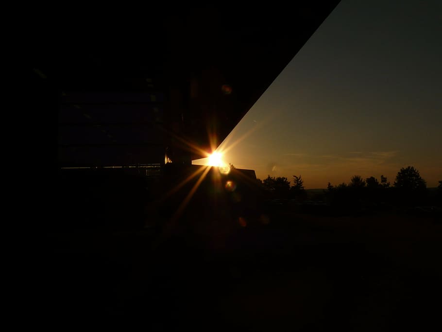 sunset, building, back light, architecture, night, sky, silhouette HD wallpaper