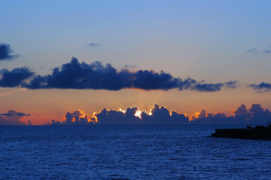 Sunset, Orange, Cloud, Sea, Marine Blue, antomasako, ishigaki island HD wallpaper