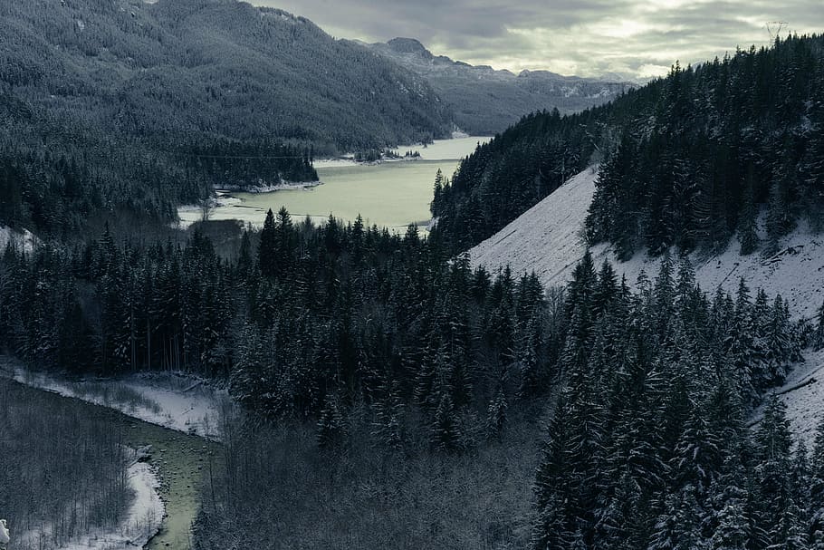 fog, landscape, mist, mountain, outdoors, river, scenic, snow HD wallpaper
