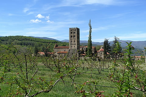 france, eastern pyrenees, codalet, abbey, saint-michel cuxa HD wallpaper