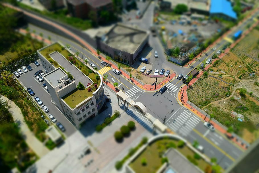 aerial photography of cityscape at daytime, tilt, shift, house HD wallpaper