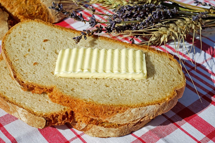 sandwich with butter topping, Bread And Butter, Bread, Butter