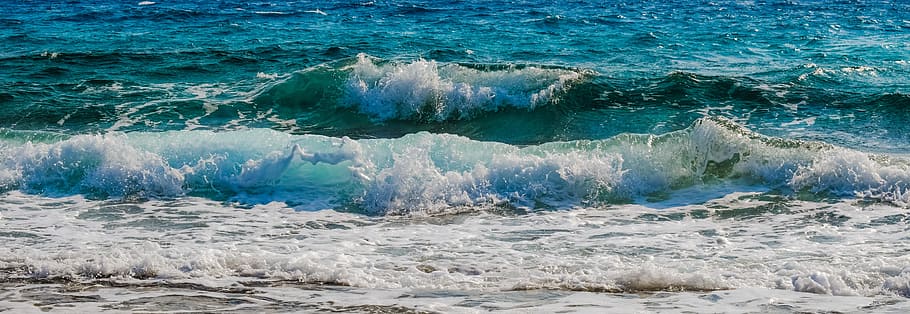 ocean waves taken during daytime, foam, spray, water, sea, blue HD wallpaper
