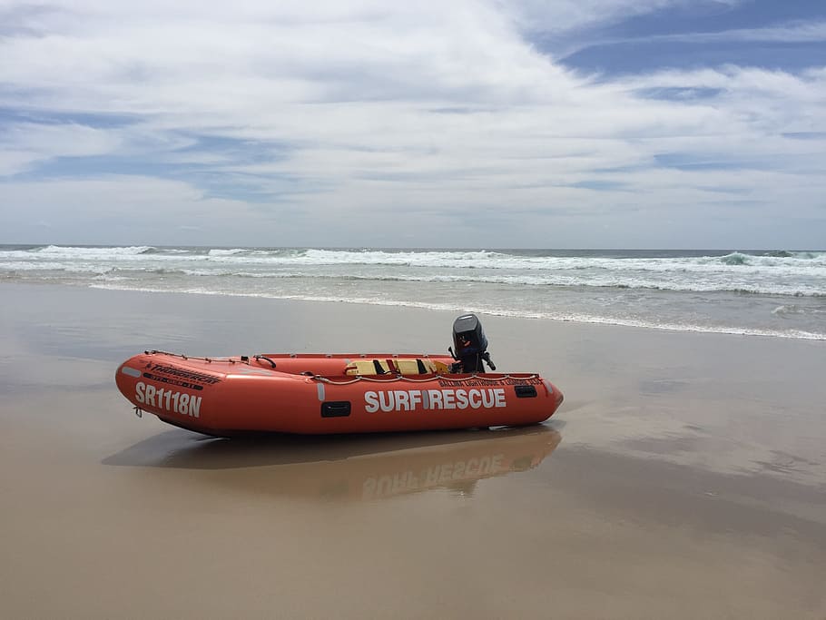 Rescue Boat, Surf Life Saving, Australia, beach, shore, sea, HD wallpaper