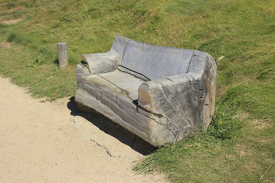 sofa, wood, unusual, park, nature, ecology, upcycling, tree HD wallpaper