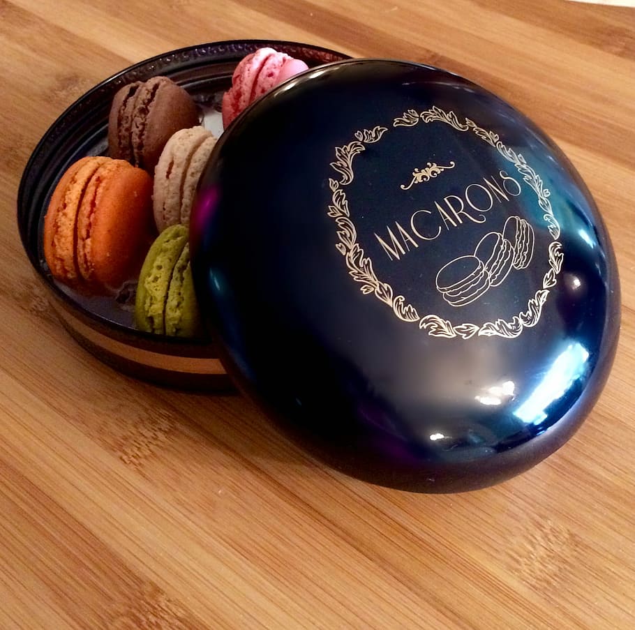Macarons, Tin, Dessert, Cookies, Food, bakery, pastry, indoors HD wallpaper