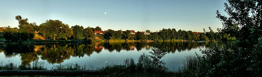 High, Lake, Sunset, Panorama, reflection, water, nature, standing water HD wallpaper
