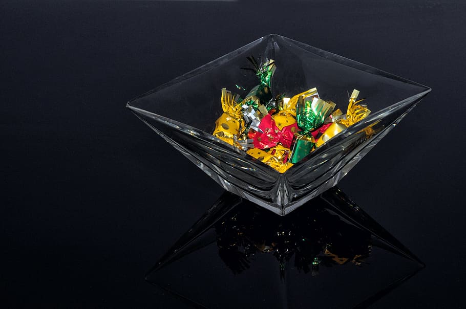 candy, cup, glass, transparency, color, papillote, candies HD wallpaper