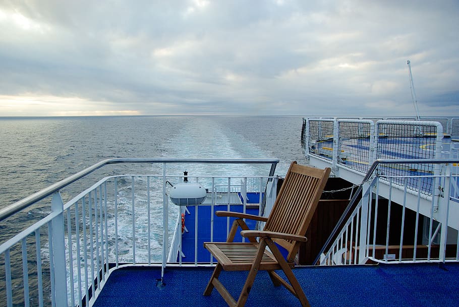 ferry, wake, bridge, boat, sky, water, sea, cloud - sky, horizon over water HD wallpaper