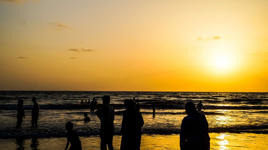 Crowd, Sunset, Sunrise, happy, enjoying, business, silhouette HD wallpaper
