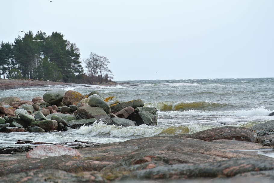 landscape, sea, rock, water, solid, rock - object, beach, beauty in nature HD wallpaper