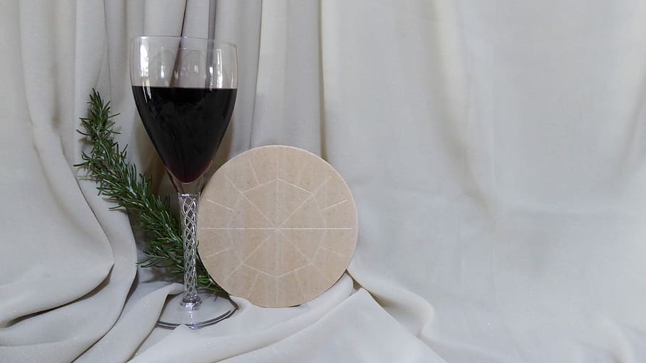 photography of clear long-stem wine glass, Eucharist, Communion