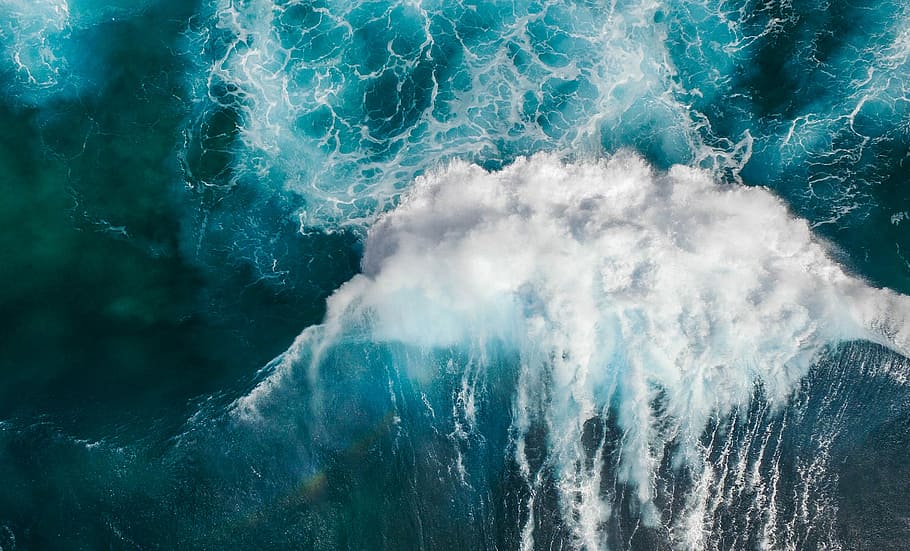 waves during daytime, aerial view of ocean wave, sea, water, blue HD wallpaper
