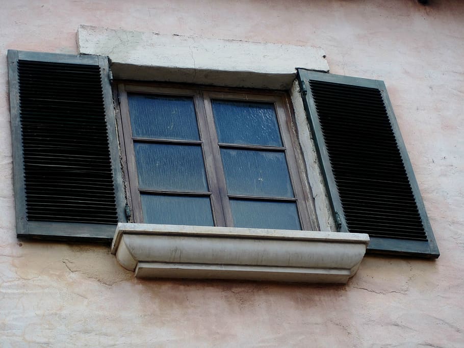 window, frame, shutters, glass, panes, wall, shade of pink HD wallpaper