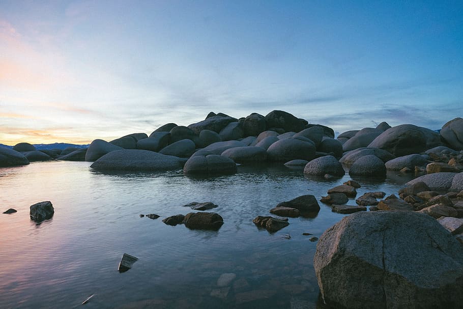 nature, landscape, coast, beach, shore, rocks, water, sea, ocean HD wallpaper