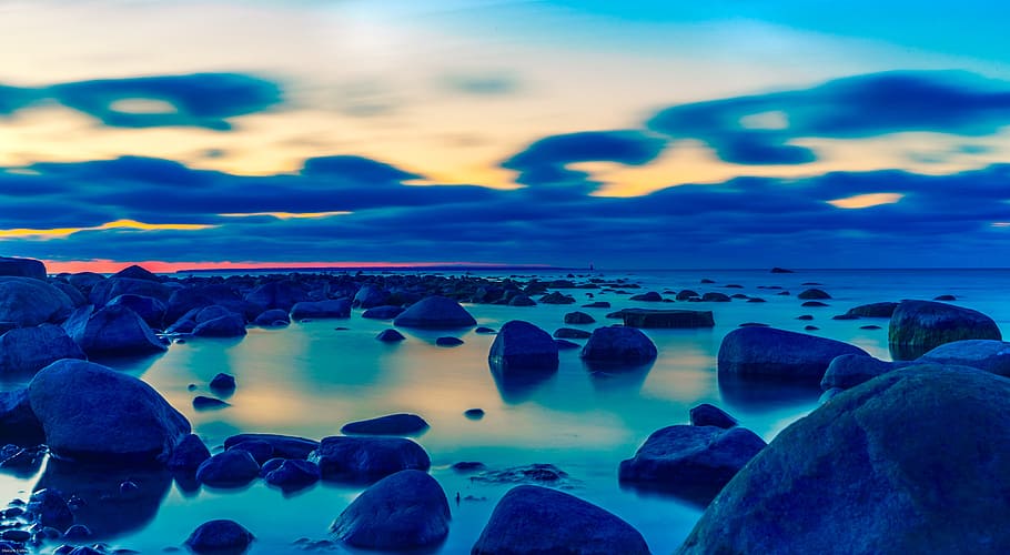 sea rocks photo, background, the baltic sea, beach, beautiful HD wallpaper