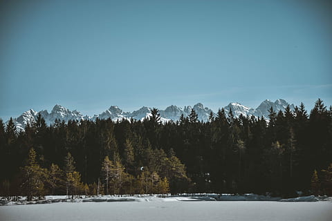snowy mountain, landscape photography of mountains under blue sky HD wallpaper