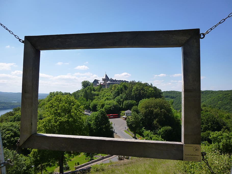 castle, schloss waldeck, edersee, tree, plant, sky, architecture HD wallpaper