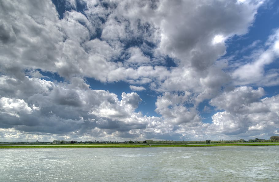 nature, panoramic, summer, cloud, sky, river, netherlands, cloudscape HD wallpaper