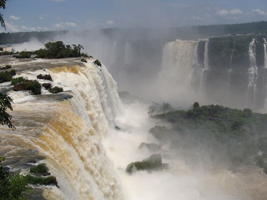 mouth iguaçu, iguazu falls, paraná, trip, tourism, waterfall, HD wallpaper