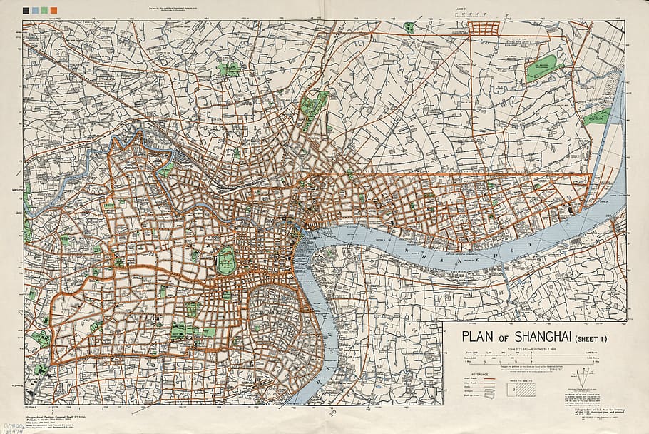 Map of Shanghai in the 1930s in China, photos, public domain