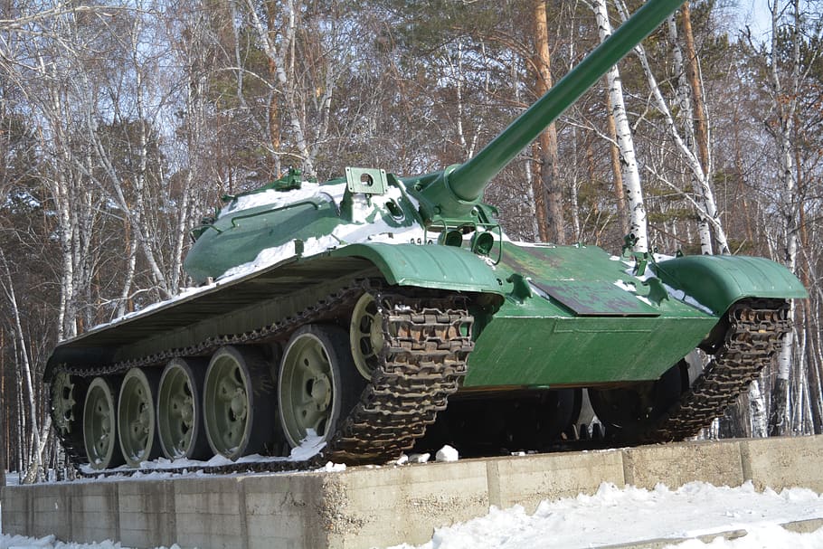 tank, angarsk, museum, tree, cold temperature, snow, winter HD wallpaper