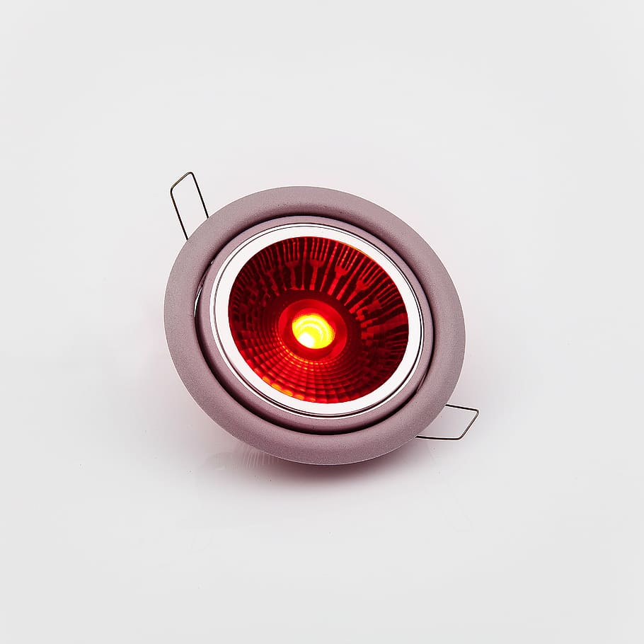 led, lamp, red, lighting, focus, electricity, apply, white background HD wallpaper