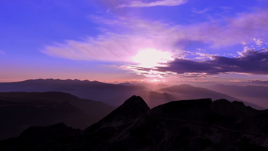 Sunset, Mountain, Cloud, carega, sky, italy, twilight, nature HD wallpaper